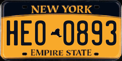 NY license plate HEO0893