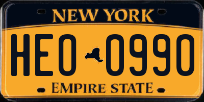 NY license plate HEO0990