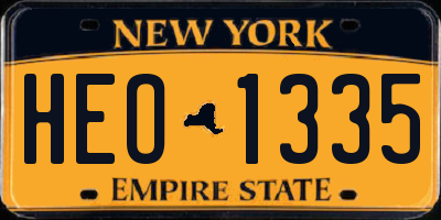 NY license plate HEO1335