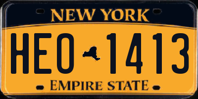 NY license plate HEO1413
