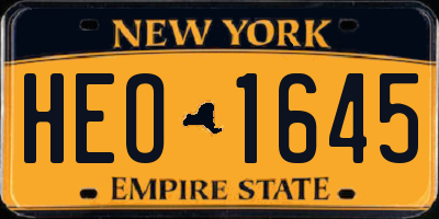 NY license plate HEO1645
