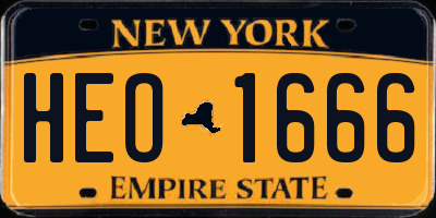 NY license plate HEO1666