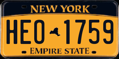 NY license plate HEO1759