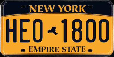 NY license plate HEO1800