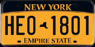 NY license plate HEO1801