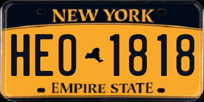NY license plate HEO1818