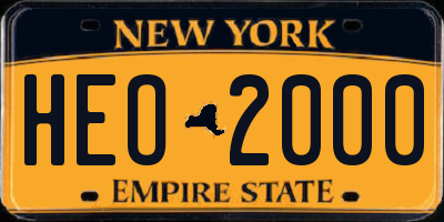 NY license plate HEO2000