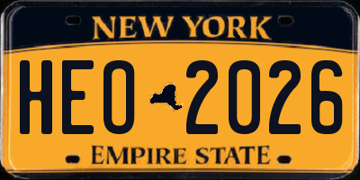 NY license plate HEO2026