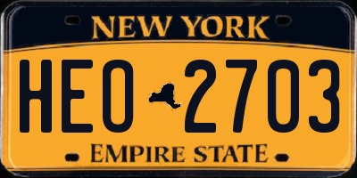 NY license plate HEO2703