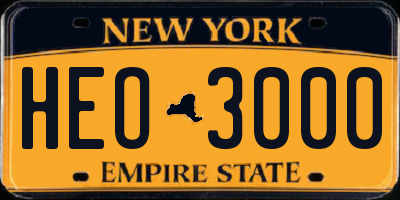 NY license plate HEO3000