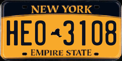 NY license plate HEO3108