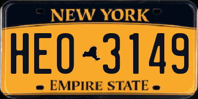 NY license plate HEO3149