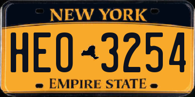 NY license plate HEO3254