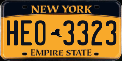 NY license plate HEO3323