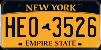 NY license plate HEO3526