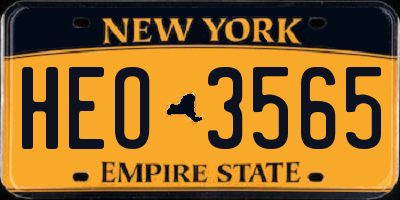 NY license plate HEO3565