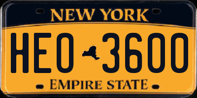 NY license plate HEO3600