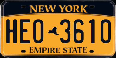 NY license plate HEO3610