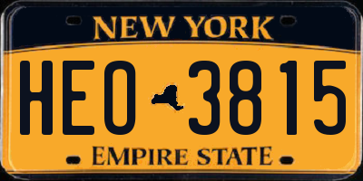 NY license plate HEO3815