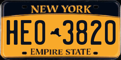 NY license plate HEO3820