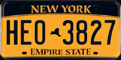 NY license plate HEO3827