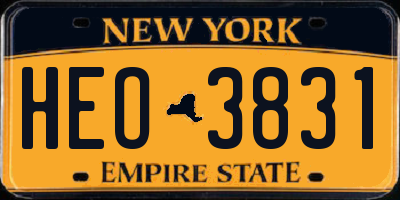 NY license plate HEO3831