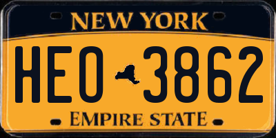 NY license plate HEO3862
