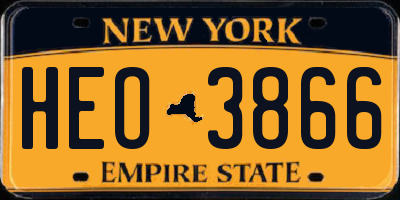 NY license plate HEO3866