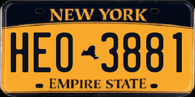 NY license plate HEO3881