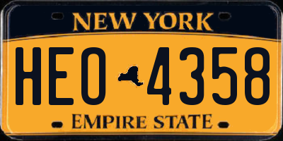 NY license plate HEO4358