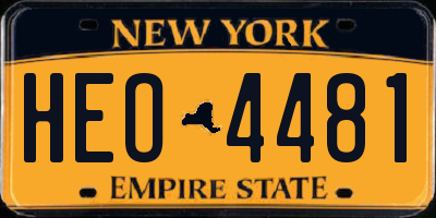 NY license plate HEO4481