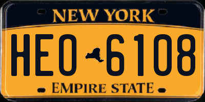 NY license plate HEO6108