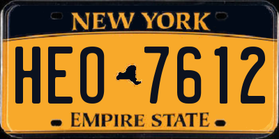 NY license plate HEO7612