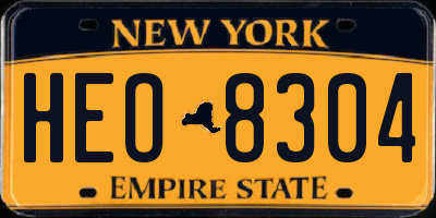 NY license plate HEO8304