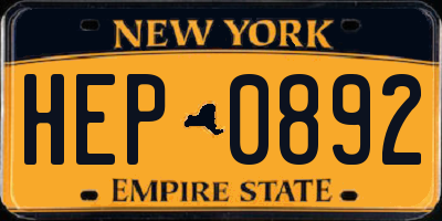 NY license plate HEP0892