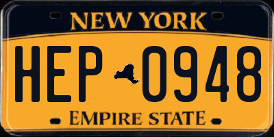 NY license plate HEP0948