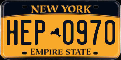 NY license plate HEP0970