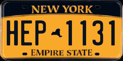 NY license plate HEP1131