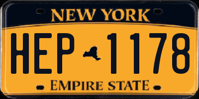 NY license plate HEP1178