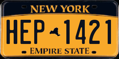 NY license plate HEP1421