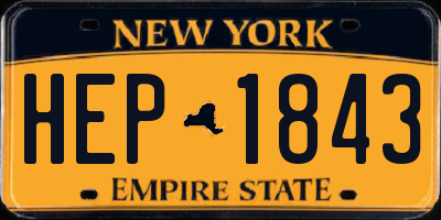 NY license plate HEP1843