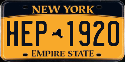 NY license plate HEP1920