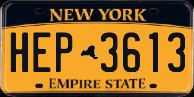NY license plate HEP3613