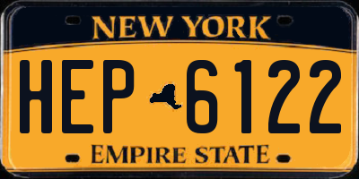 NY license plate HEP6122