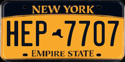 NY license plate HEP7707