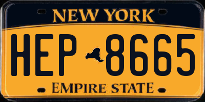 NY license plate HEP8665