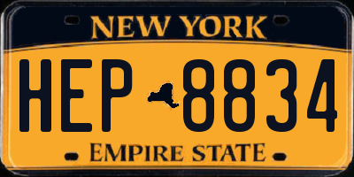 NY license plate HEP8834