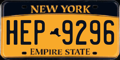 NY license plate HEP9296