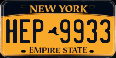 NY license plate HEP9933