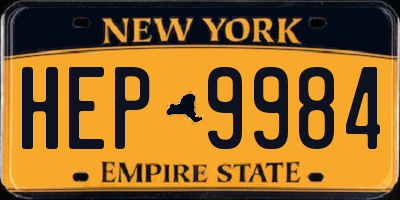 NY license plate HEP9984